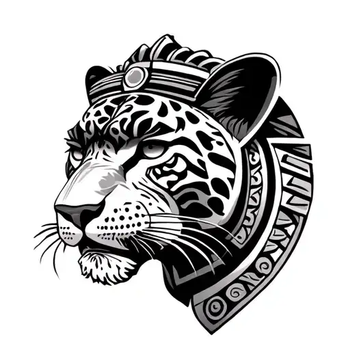 Aztec Stone Carving Jaguar With Headdress