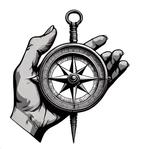 Compass In Left Hand Holding