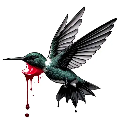 Dark Hummingbird Licking Blood
