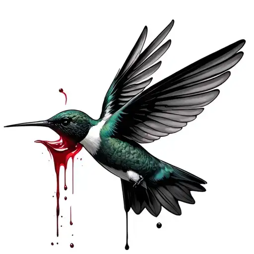 Dark Hummingbird Licking Blood