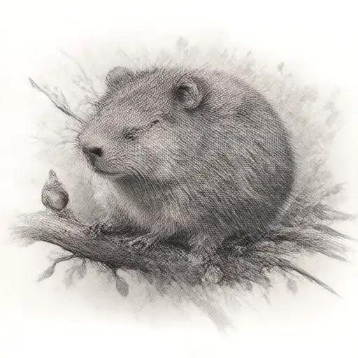 Wombat On A Branch With A Robin Perched