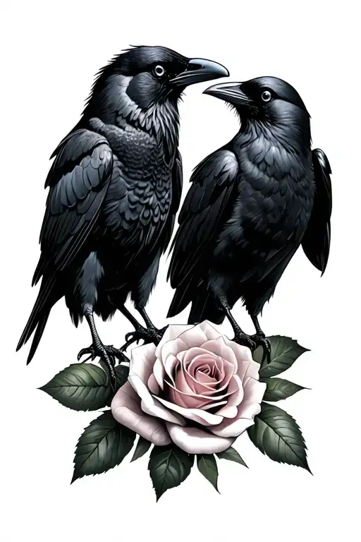 Crows Holding A Rose