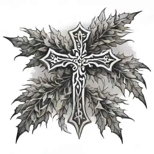 Cross With Lebanese Cedar Tree Inside