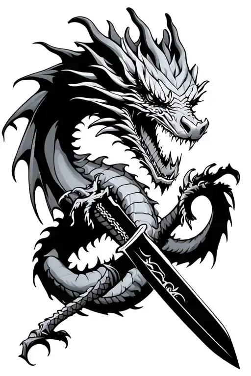 Dragon With Knife Crossing
