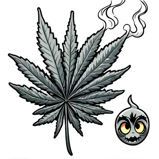 Cartoon Characters Smoking Weed Leaf