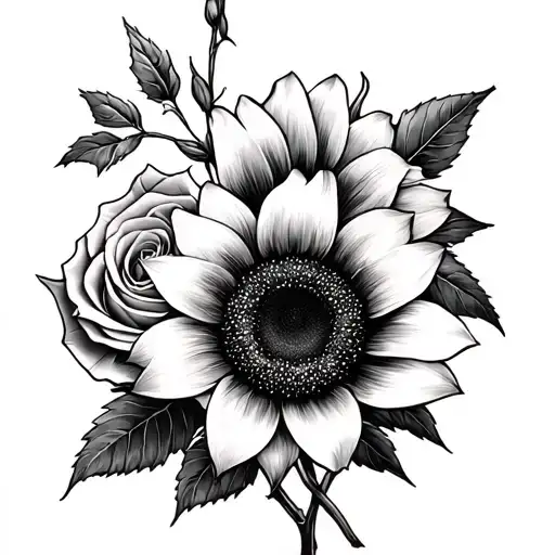 Sunflower Lily And Rose Intertwined