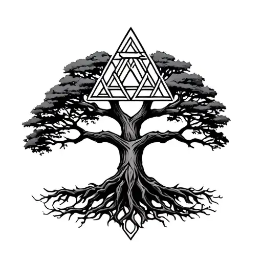 Viking Valknut And Yggdrasil Tree
