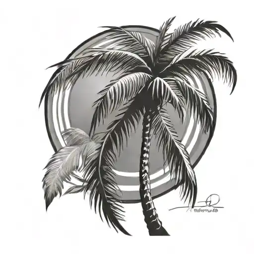 Palm Tree In The Wind Rose