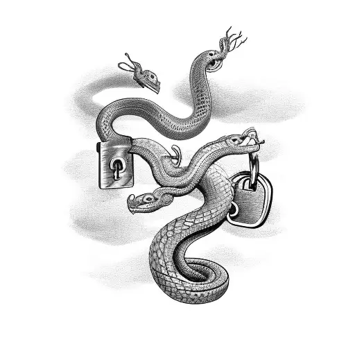 Snake With A Lock And Key