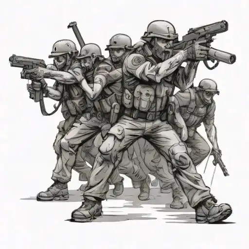 A Tactical Zombie Apocalypse Scene Where The Officer Is Leading A Group Of Survivors