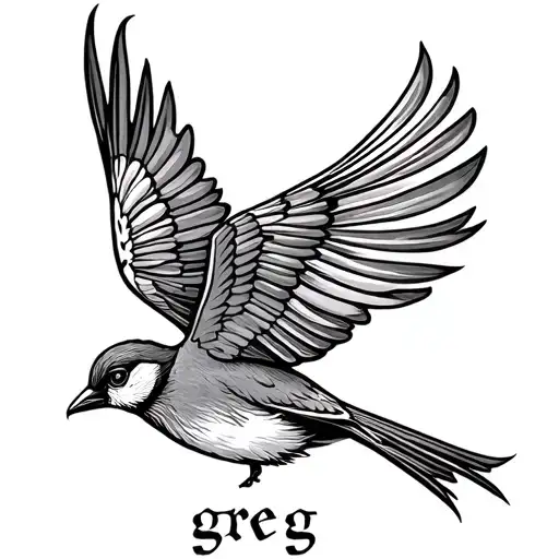 Use The Letters Greg To Create A Fine Line Bird Tattoo Out Of The Letters