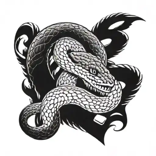 Snake Eating Own Tail Fine Line