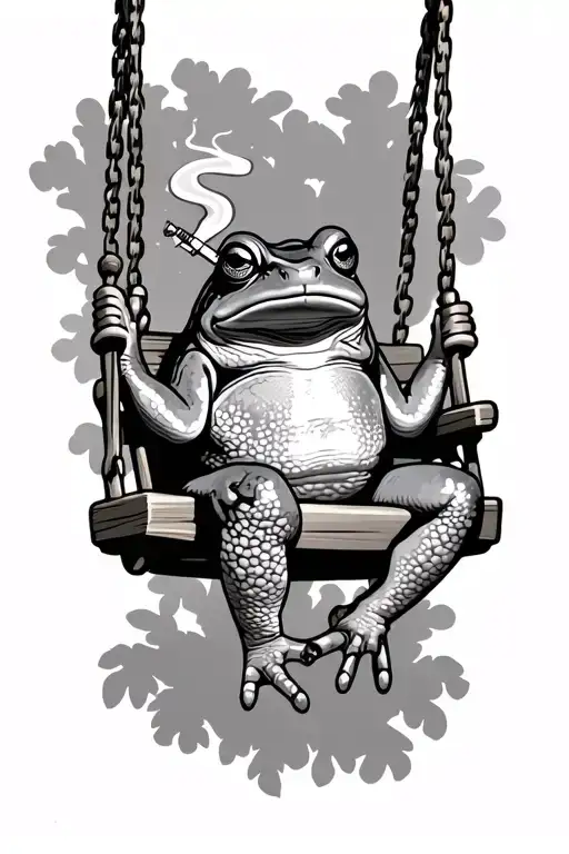 Toad On Porch Swing Smoking A Cigarette