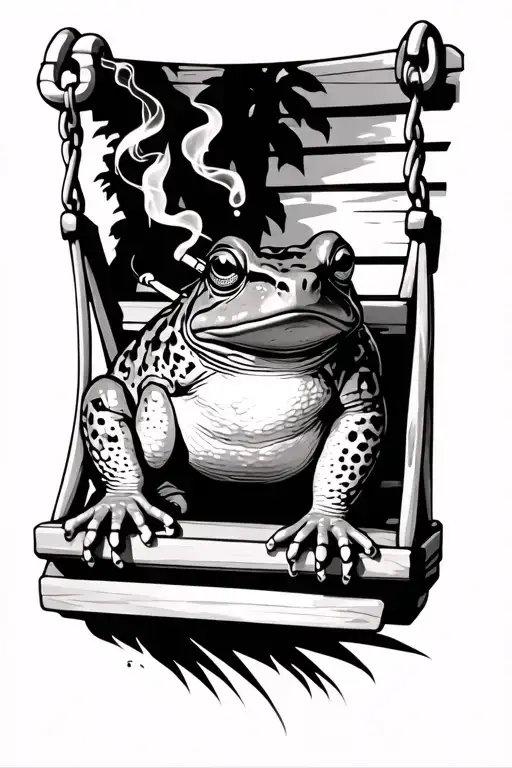 Toad On Porch Swing Smoking A Cigarette