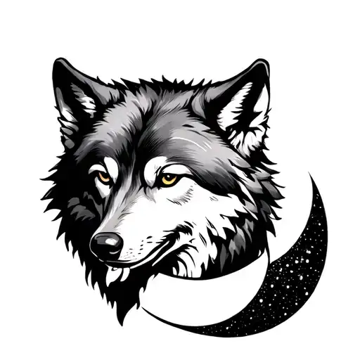 Wolf And Moon