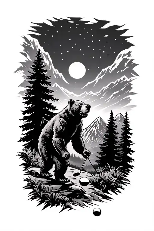 Grateful Dead Bears Playing Disc Golf In The Mountains