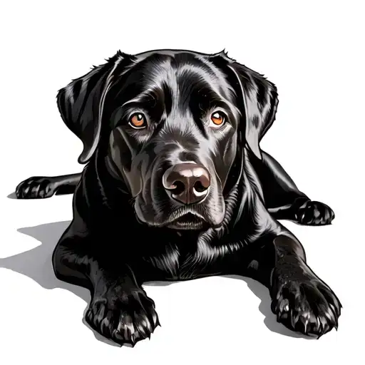 Older Black Labrador Laying Down