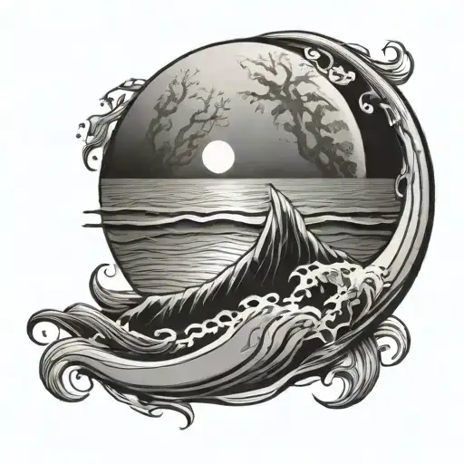 Full Moon With Sea Waves