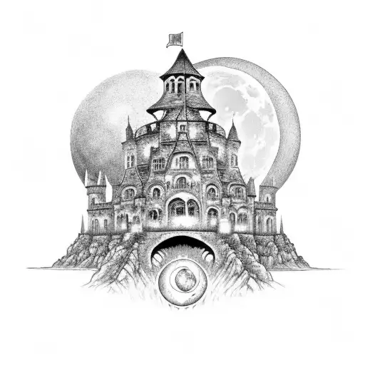 Elden Ring Style Castle With Moon At Night