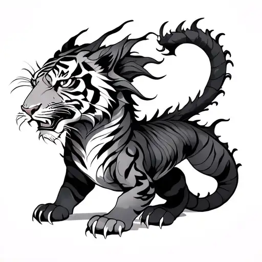 Half Dragon Half Tiger Emerging