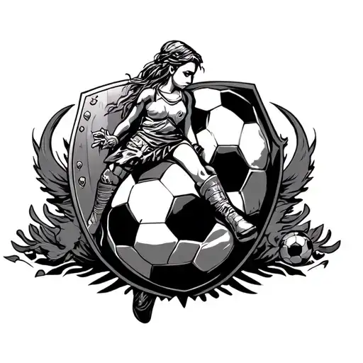 Shield Maiden With Foot On A Soccer Ball