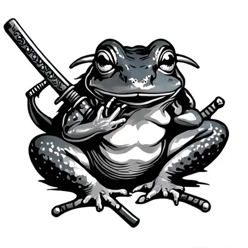 Frog With Katana Surrounded