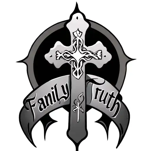 Tattoo With 3 Crosses And Under Each Cross A Word The Words Under Each Are Family God And Truth