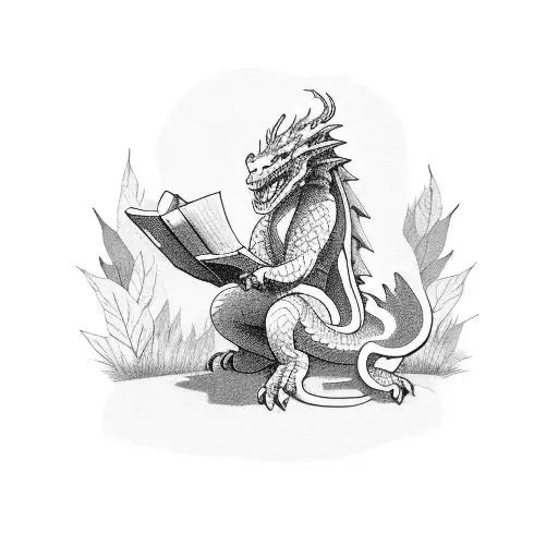 A Solitary Figure Reading A Book Under A Tree With Dragon-shaped Leaves