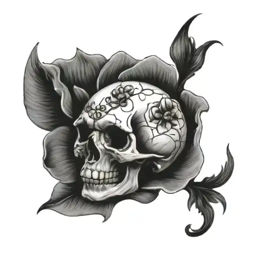 Skull Poppy Libra Zodiac Sign