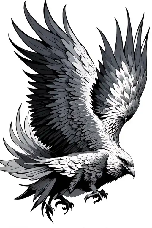 Phoenix Bird Flying Away