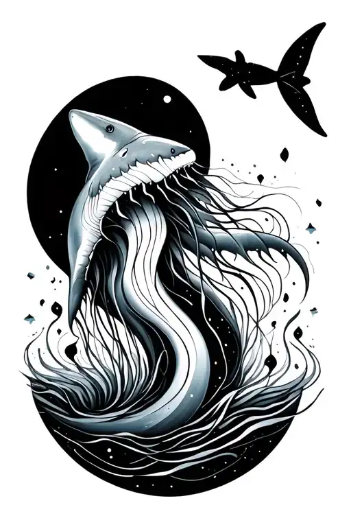 Boho Lines Moon Mountain Shark Jelly Fish Thin