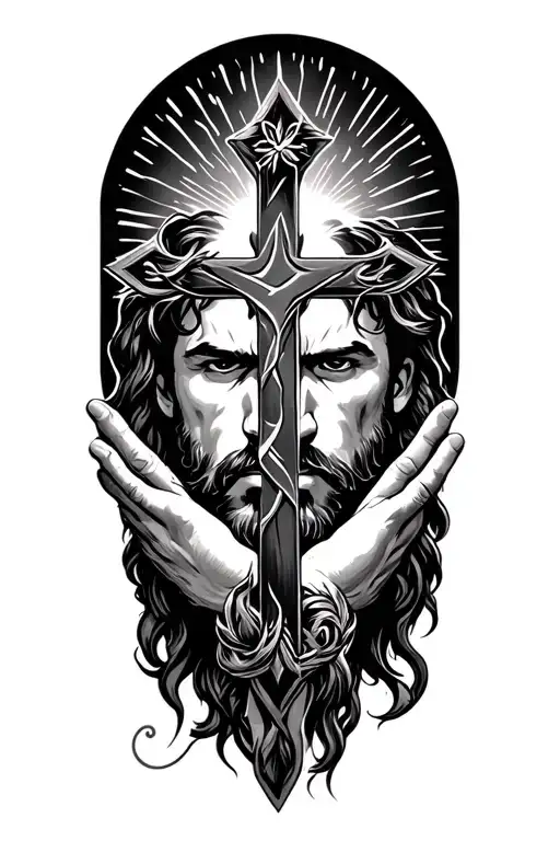 Wrestling And Christianity Cross Combined