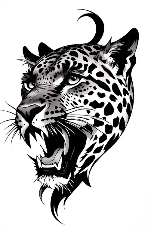 Leopard Growling Shoulder Piece Just Face And Neck