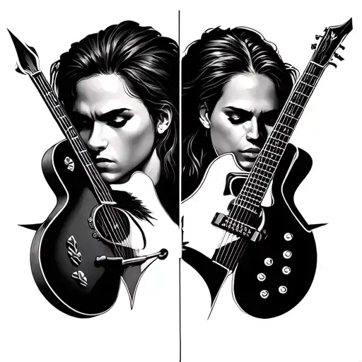 Arrow And Guitar Split Same Face