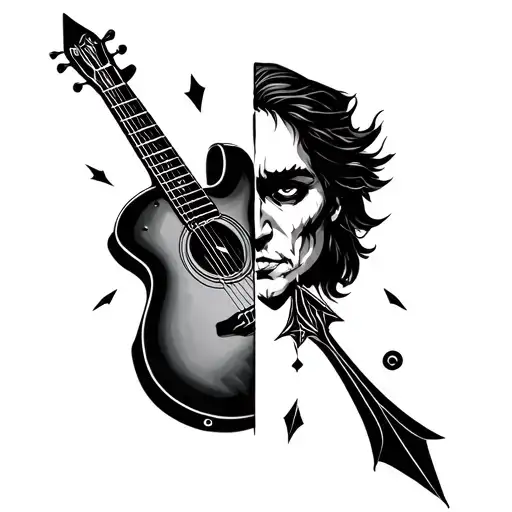Arrow And Guitar Split Face