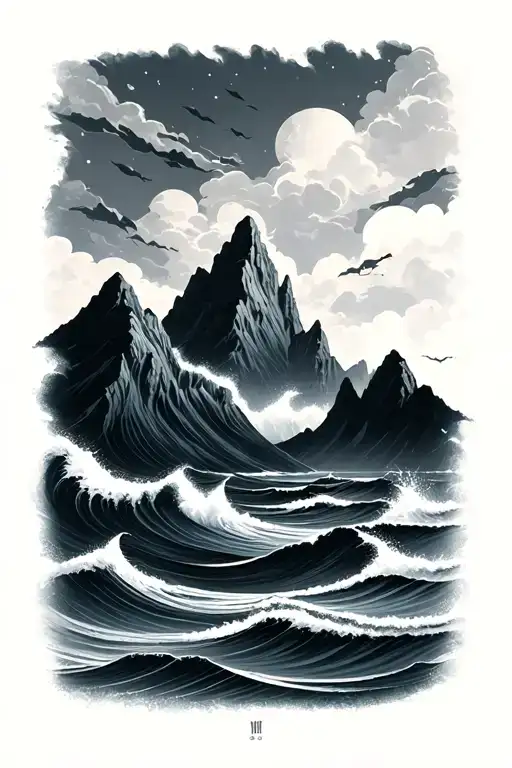 Ocean And Mountains Minimalist