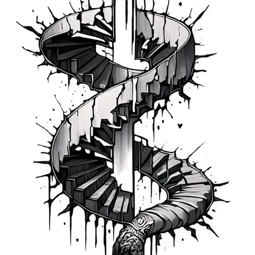 Staircase Circling Around Arm Sleeve Broken With Opstikels