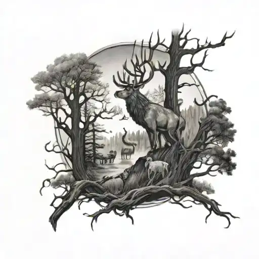 Full Sleeve Hunting Scene