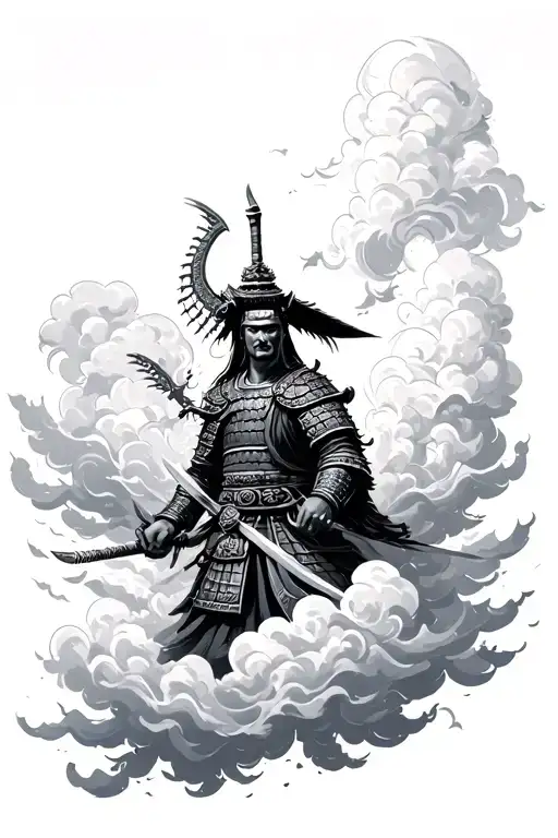 Samurai Roman Statues Clouds