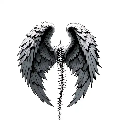 Tattered Angel Wings With A Spine Down The Back