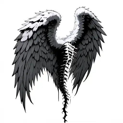 Tattered Angel Wings With A Spine Down The Back