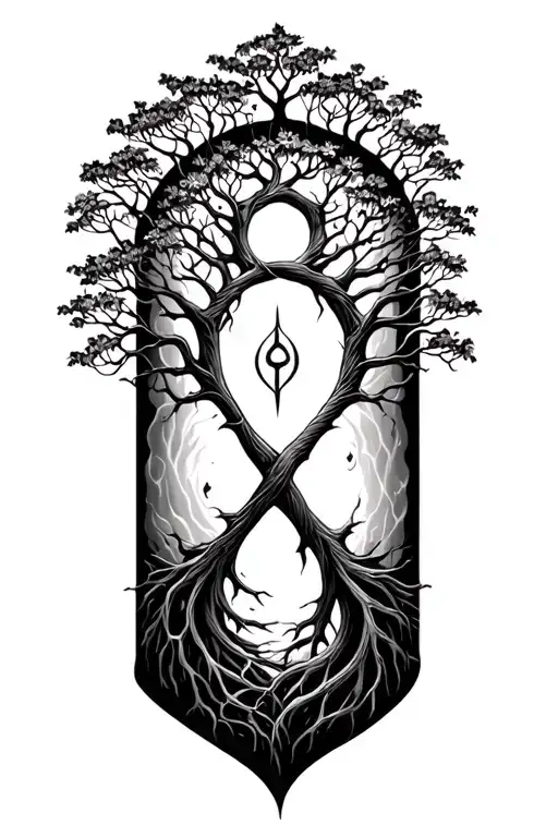 Tree Of Life Intertwined Infinity Symbols Hidden Within