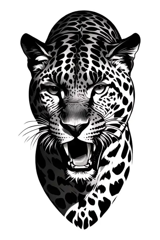 Leopard Growling Facing Left