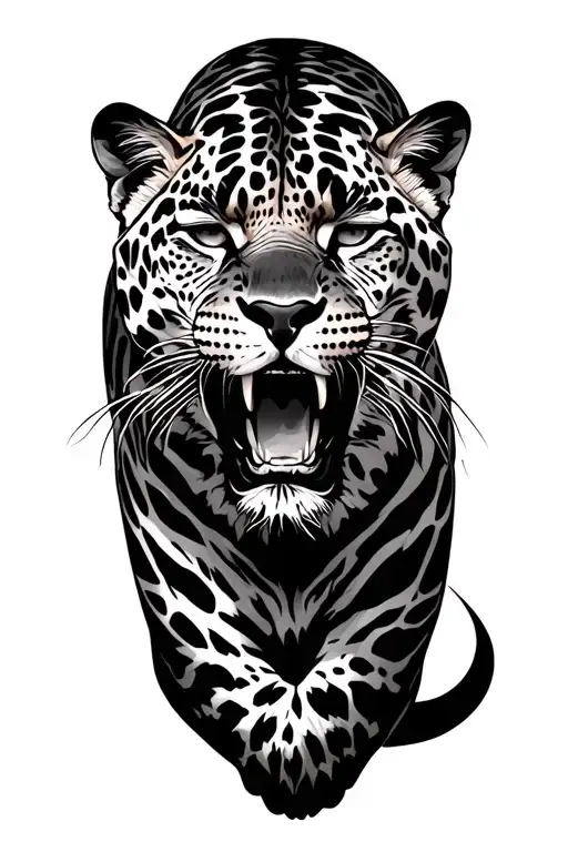 Leopard Growling Facing Left