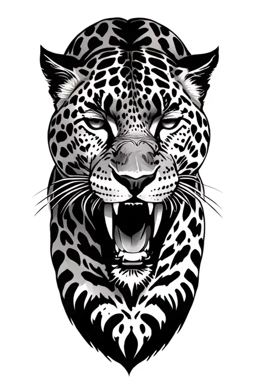 Leopard Growling Head Facing Left