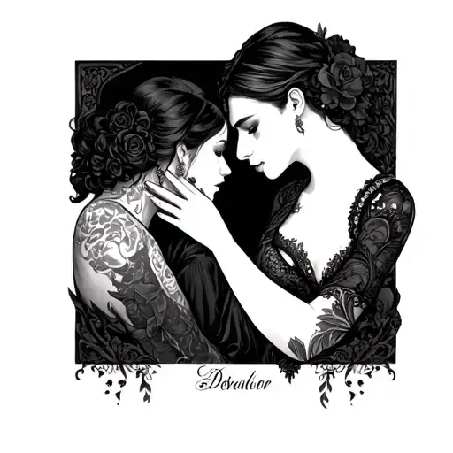 Bdsm Inspired Tattoo Featuring Two Lovers Man And Women And Chocking