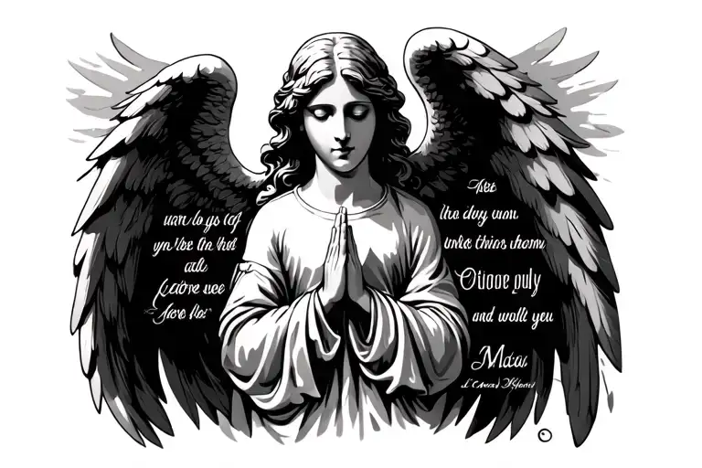 Angel Praying With Bible Verse