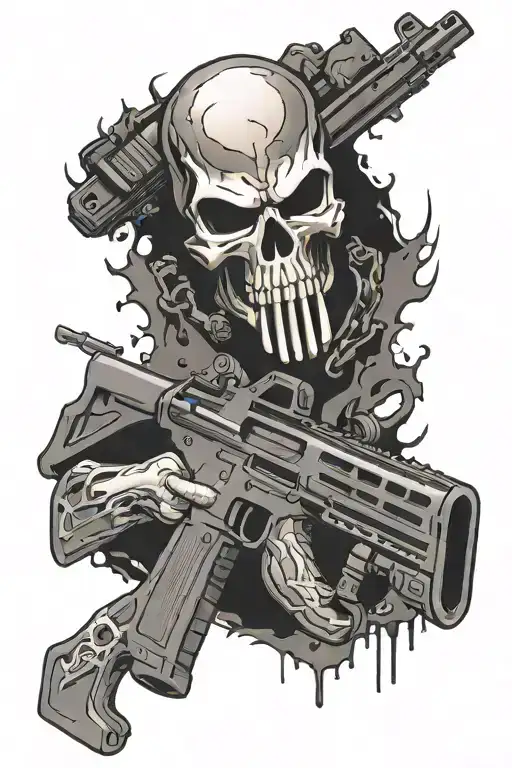 Punisher Skull With Ar15 Assault Rifle