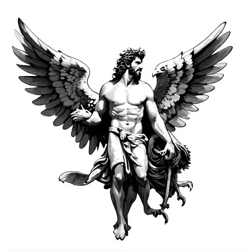 Poseidon With Eagle With Wings