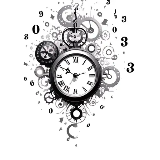 Pieces Of Clock Parts And Numbers Are Flying Out